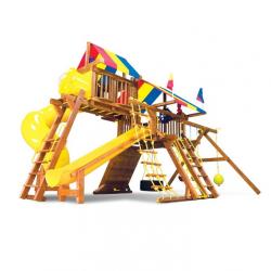 Детская площадка Rainbow Castle Deluxe with spiral slide  (Рейнбоу Кастл Делюкс с горкой трубой)