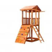 Детская площадка М3-0 с широким скалодромом и деревянной крышей